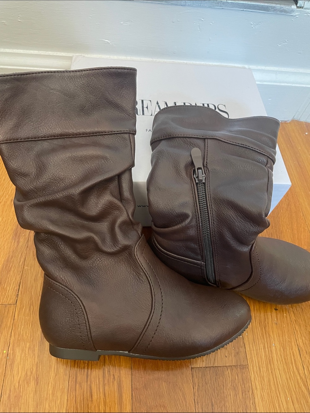 Girl’s Dark Brown Slip-On Ankle Boots